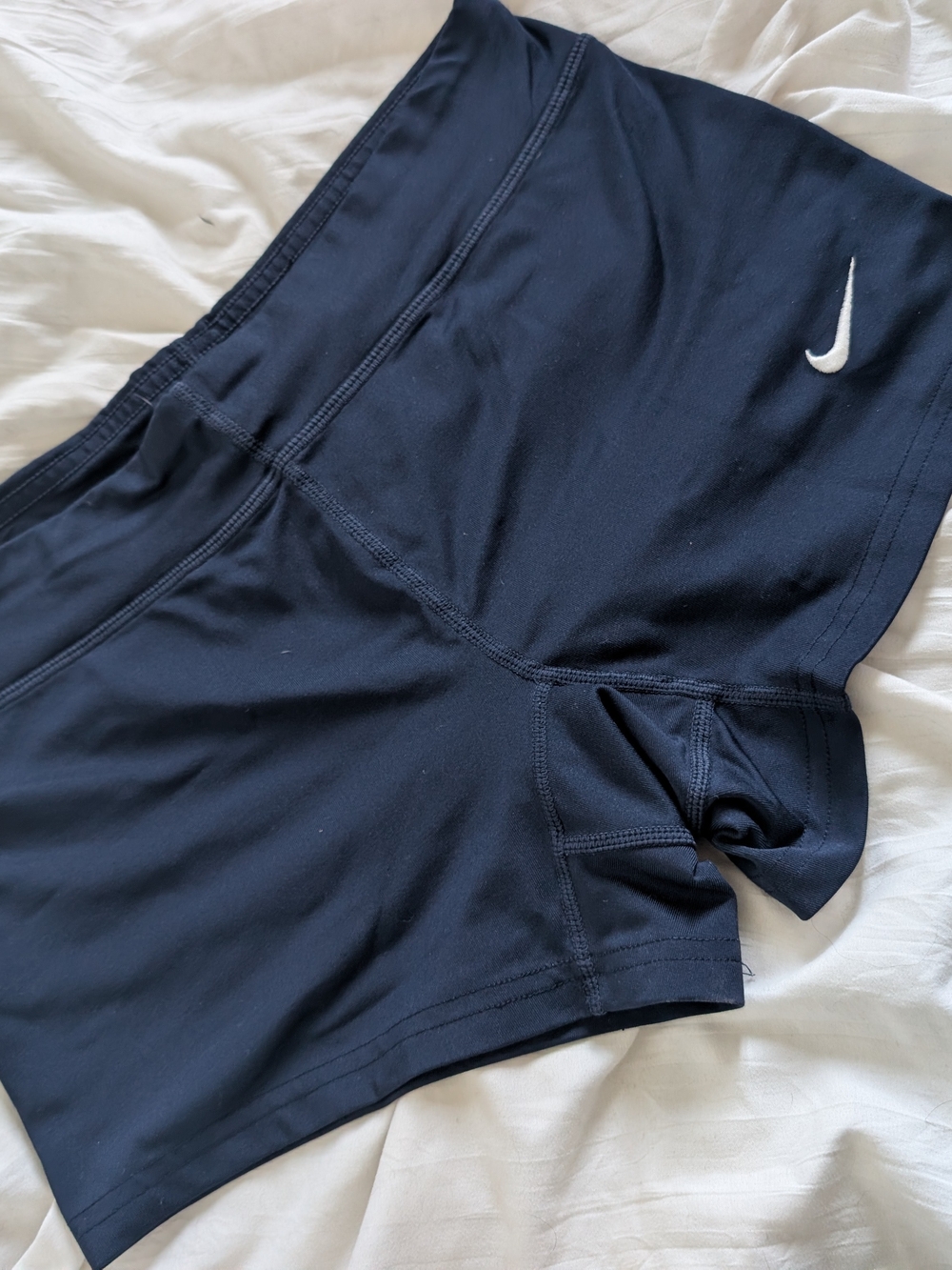 Nike Dark Blue Dri-FIT Athletic Shorts with White Swoosh